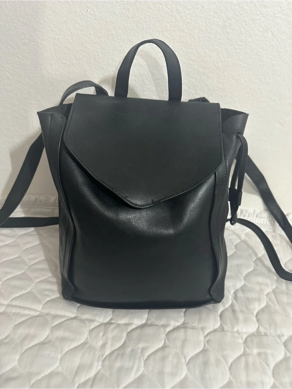 Loeffler Randall Black Leather Backpack with Top Handle